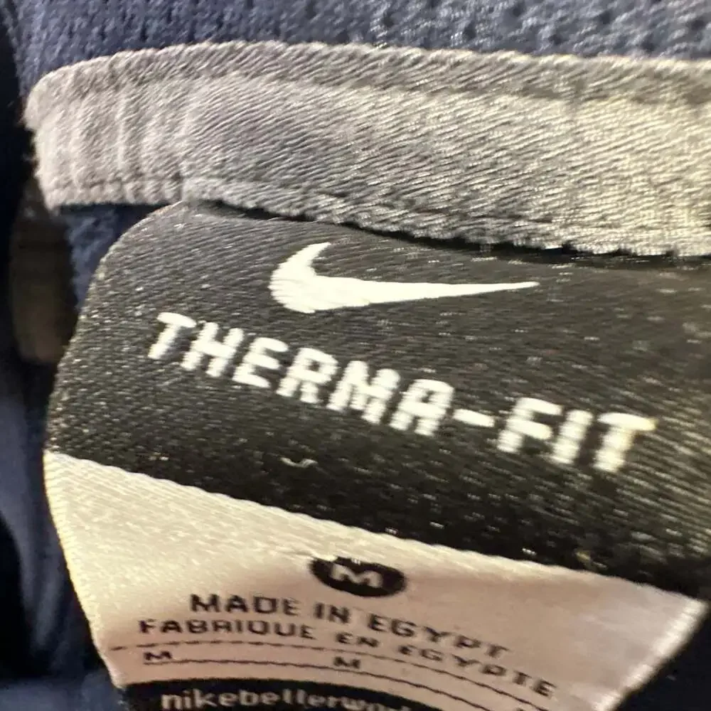 Nike Men's Therma-Fit Blue Pullover Hoodie with Center Swoosh Logo